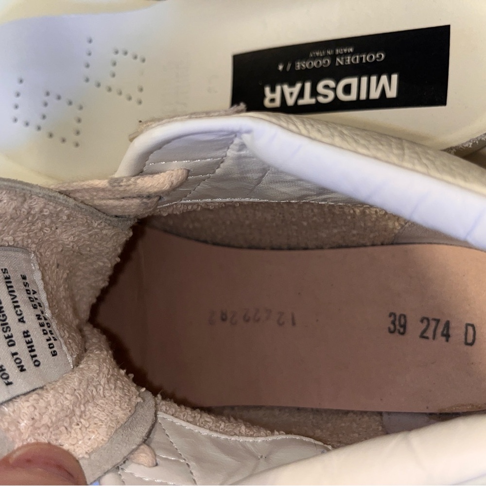 Golden Goose Midstar White and Tan Sneakers - Picture 9 of 14